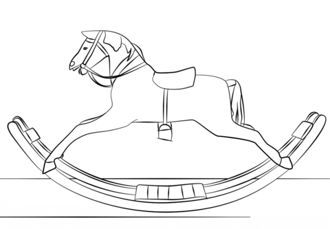 Victorian Toy Rocking Horse Coloring Page